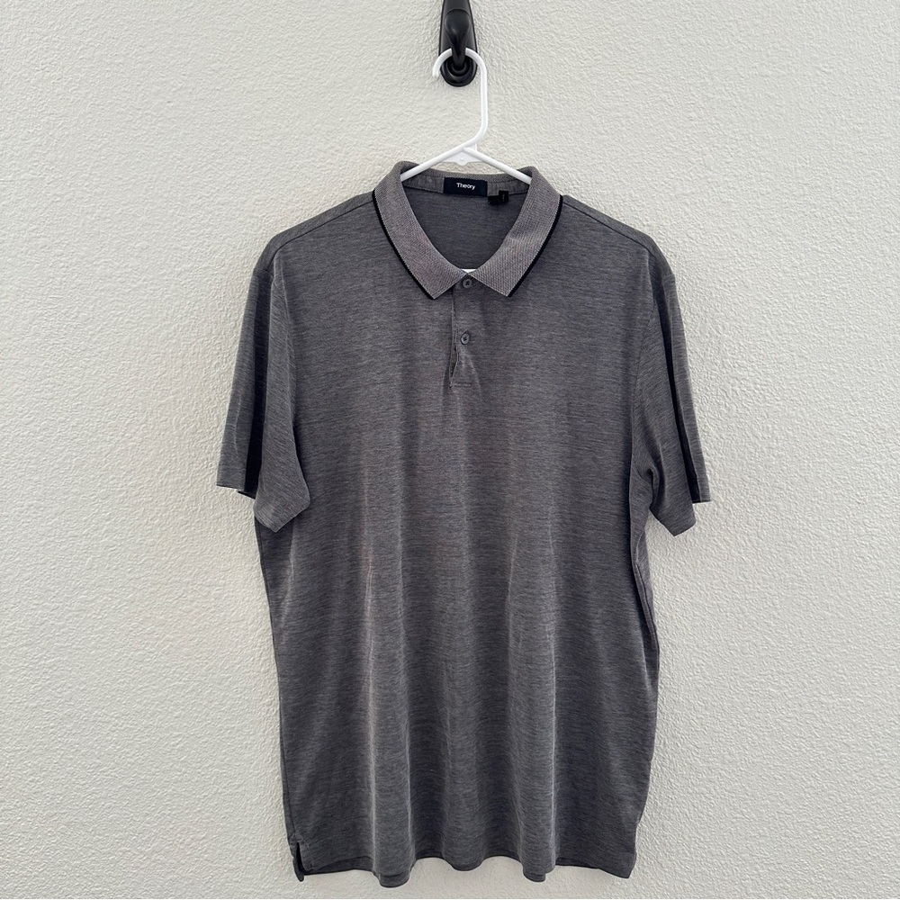 Theory Men's Atlas Pique Polo XL | Gray Performance Business Casual‎ Athleisure